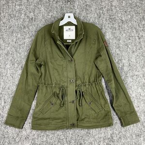 Hollister‎ Jacket Womens M Army Green Stretch Tie Waist Military Field Utility
